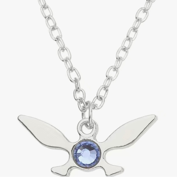 New! Navi Legend of Zelda Silver & Blue Crystal Necklace - Picture 3 of 3